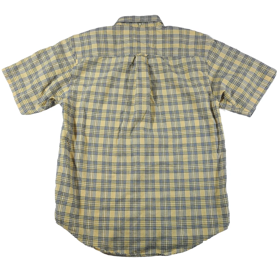 Camisa Catalina manga corta a cuadros con botones para hombre mediana amarilla negra algodón Foto 3 de 4