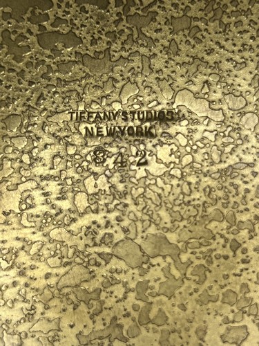 Tiffany Studio New York Gold Tone Ink Well Cancer Astrology Desk Set Signed #342 - Picture 7 of 7