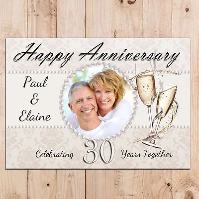 Personalised Pearl 30th Wedding Anniversary PHOTO Poster Banner N50 - Image 1 of 2