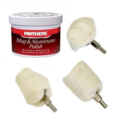 4 pc MOTHERS Mag Drill Polisher Polish 5oz Buffer Kit Wheel Aluminum Car Buff