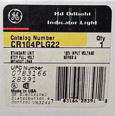 NEW General Electric/ABB CR104PLG22/CR104PXG49 BASE Pilot Light 125v-ac/dc