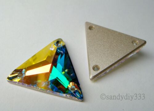 1x SWAROVSKI 3270 CLEAR CRYSTAL AB 22mm SEW-ON TRIANGLE (Foiled) CRYSTAL STONE - Picture 2 of 2