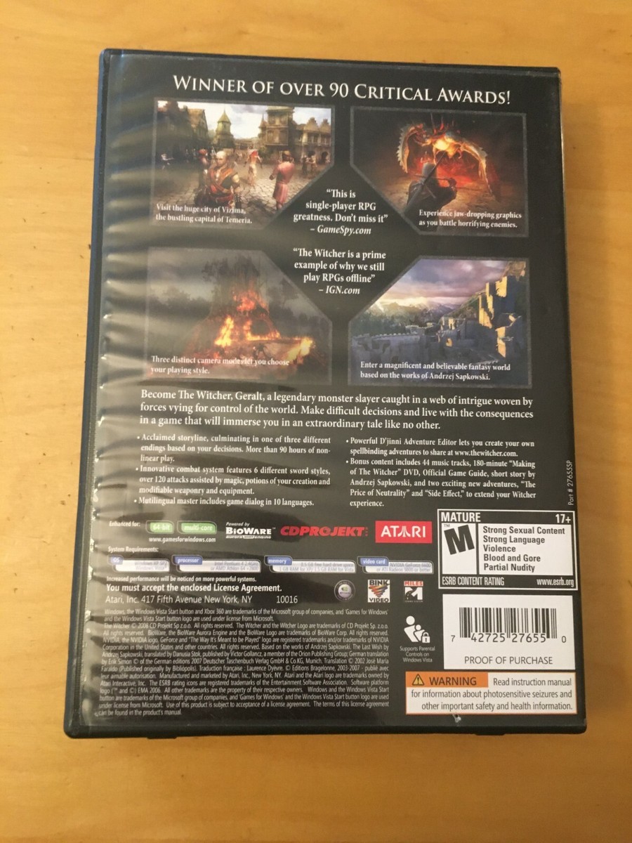 THE WITCHER GAMES FOR WINDOWS ENHANCED EDITION, PC DVD, ATARI, 5 