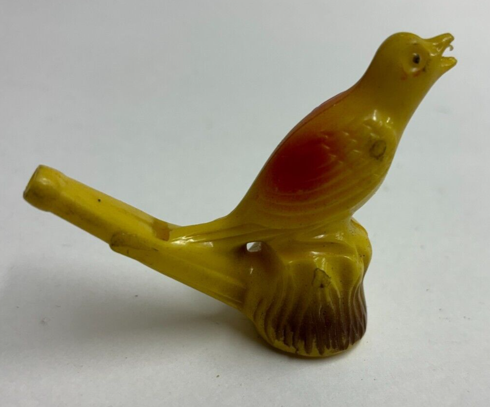 Irwin Singing Canary Vintage Celluloid Bird Water Whistle Yellow