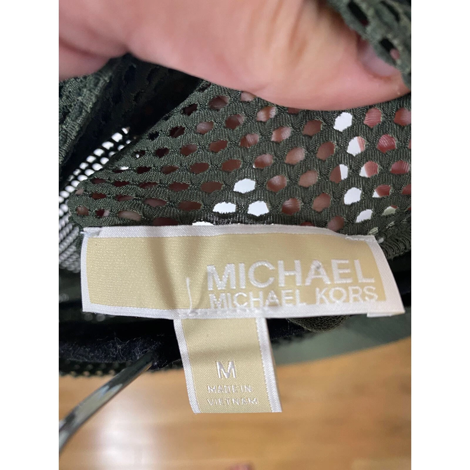 MICHAEL Michael Kors women's olive green mesh shift dress size medium