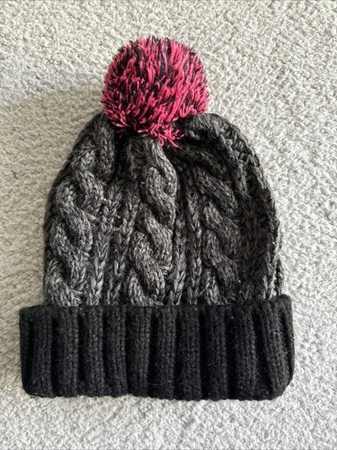 Detroit Red Wings Zephyr Brand Womens Knitted Hat W/Pom Pom Gray/Black/Hot Pink - Picture 2 of 8