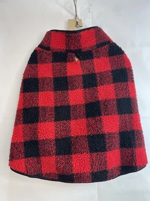 Old Navy Size Large Plaid  Red & Black Cozy Pull Open Chest Sweater Dog Pets - Image 1 of 4