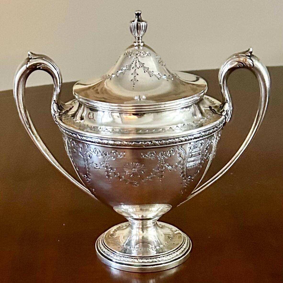 Antique Gorham Sterling Silver Sugar Bowl with Lid and
