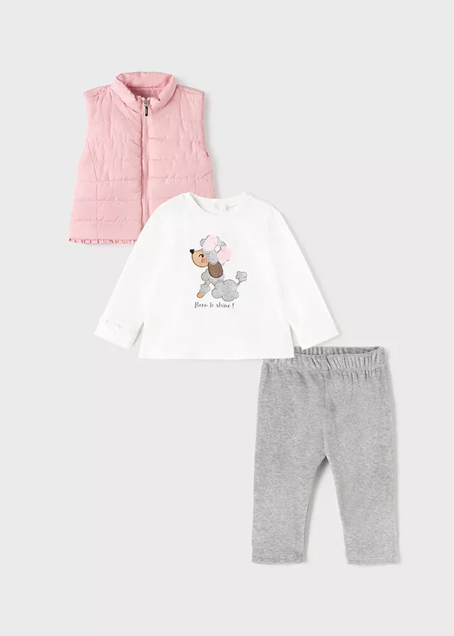 calibre Servicio Escarchado Mayoral Baby Girl, Pink Gilet, Grey Leggins and T-Shirt Set. 'Born to Shine' | eBay calibre Servicio Escarchado Mayoral Baby Girl, Pink Gilet, Grey Leggins and T-Shirt Set. 'Born to Shine' | eBay