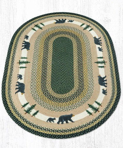 Braided Jute Painted Stenciled Oval Area Rug. CRANBERRIES. Earth Rugs. 6 Sizes - Picture 6 of 13