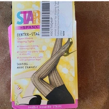 SPANX Control Top Patterned Diamond Stripe Open Weave Shaping Tights  B Med NEW
