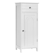 Costway Bathroom Floor Cabinet Storage Organizer Free-Standing w/ Drawer White