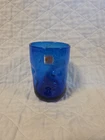 New ListingBlenko Cobalt Blue Pinched Dimple 4.75” Handblown Art Glass Tumbler 14 Ounce