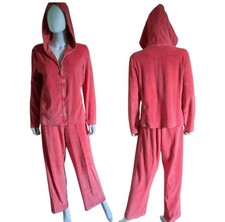Vtg FRESH PRODUCE Coral Zip Hoodie & Pants Tracksuit Set Sz L Made In USA