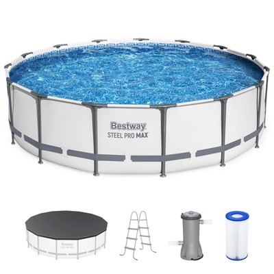 Bestway Steel Pro MAX 15'x42'' Round Above Ground Swimming Pool with Pump & Cover