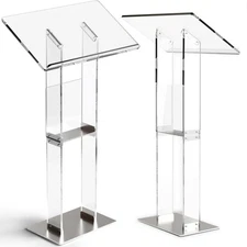 Classic Acrylic Pulpit Podium Stand | Ultra Clear Modern Portable Pulpits for...