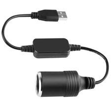 USB To 12V Car Cigarette Lighter Female Socket Converter Adapter Cable Connector