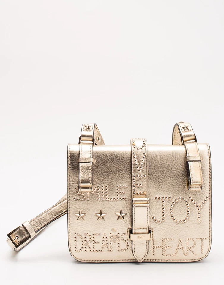 RRP€640 RED VALENTINO Metallic Leather Crossbody Bag Studded Adjustable Strap - Image 3 of 4