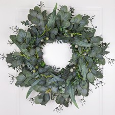 24-26 Inch Eucalyptus Wreath for Front Door, Large Artificial Greenery Leaf B...