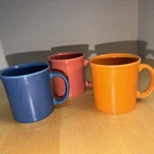 3 Fiestaware Java Mug Lot Blue Lapis Flamingo Tangerine  12oz D Handle HLC