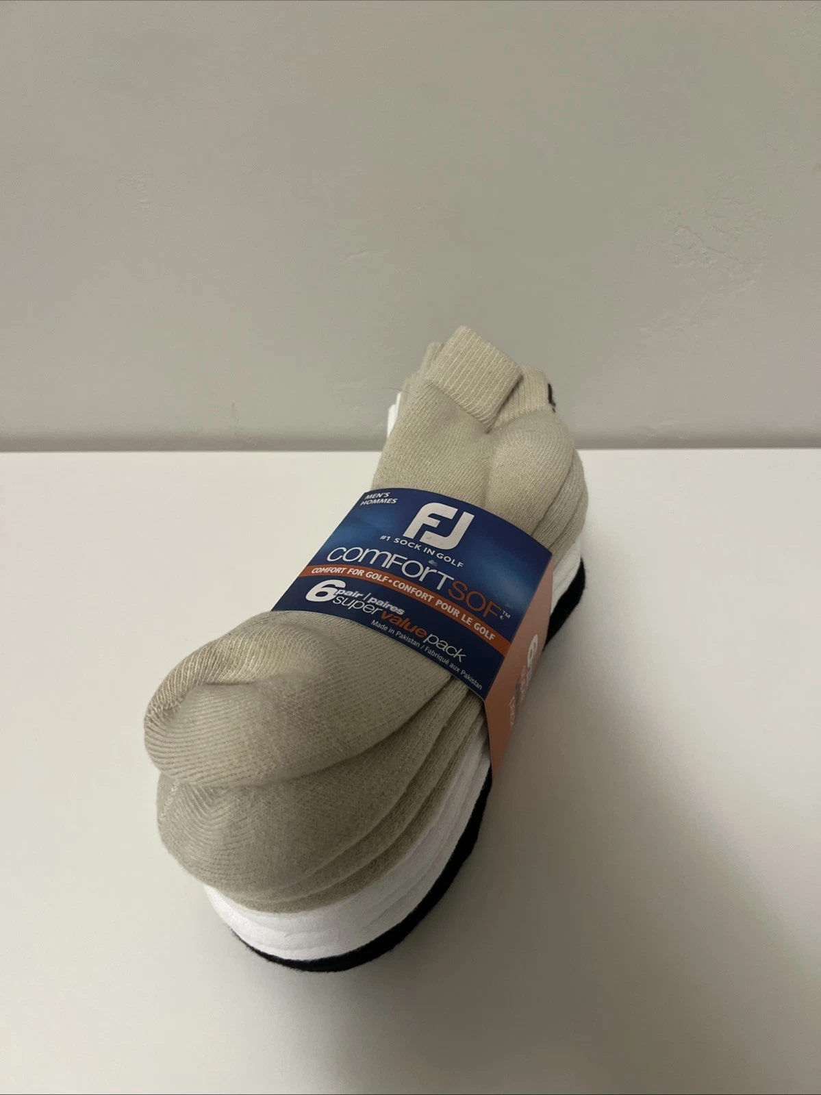 Footjoy Comfortsof Golf Socks 6-pair Value Pack Size Mens 7-12 White Black Cream