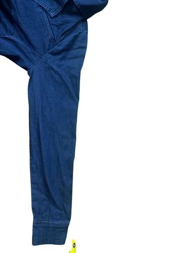 White House Black Market Denim Jumpsuit Womens Sz 8 Dark Blue Stretch Wrap NWT - Picture 18 of 22