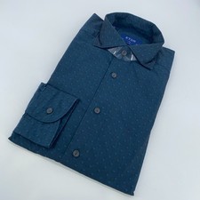 Eton Dress Shirt Mens M 15 1/2 - 39 Navy Printed Slim Fit Business Button Up
