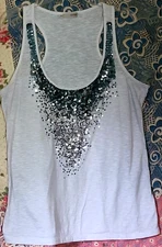 Maurices 1 Gray Sequin 1X Slub Knit Tank Cami Racer Back Glam Y2K  Disco Sparkle