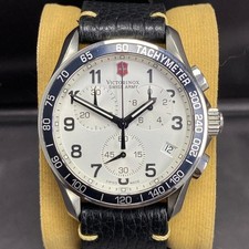 Rare Victorinox Chronograph Swiss Army Quartz 241496 White Dial Watch Men Vintag