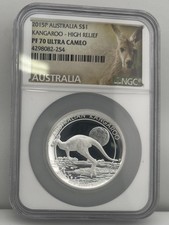 2015 $1 Australia Kangaroo 1 oz Silver - High Relief NGC PF70 ULTRA CAMEO