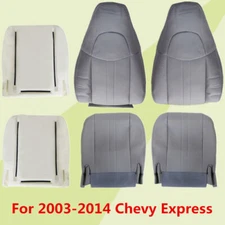 For 03-14 Chevy Express GMC Savana Van Driver Passenger Leather Seat Cover Gray