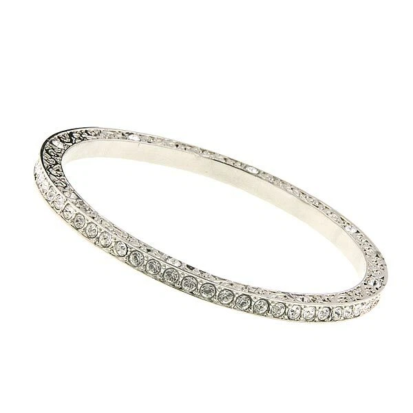 Brazalete de piedras epoxi transparentes tono plata 1928 Foto 2 de 4