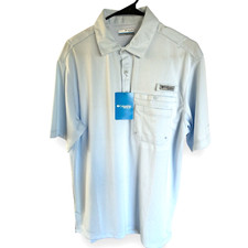 Golf Shirt Columbia Men  s Polo Omni Shade Performance Lt Blue Size L NWT