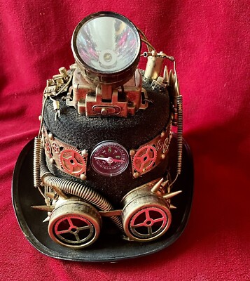 Adults Steampunk Costume Light-Up Black & Gold Hat 7.5" H (11" including  Light) | eBay