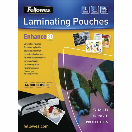Fellowes A5/A4 Adhesive Backed Laminating Pouches 80 micron Gloss Finish Quality - Picture 1 of 9