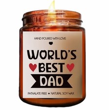 "Worlds Best Dad" Lavender Scented Soy Wax Candle Gift, 10oz