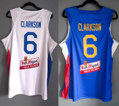 New Clarkson #6 Pilipinas Basketball Jersey White Blue Print Custom Name Number
