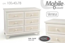 MOBILE CASSETTIERA VIENNA 6 CASSETTI IN LEGNO SHABBY CHIC 100*40*78CM TOD-761195