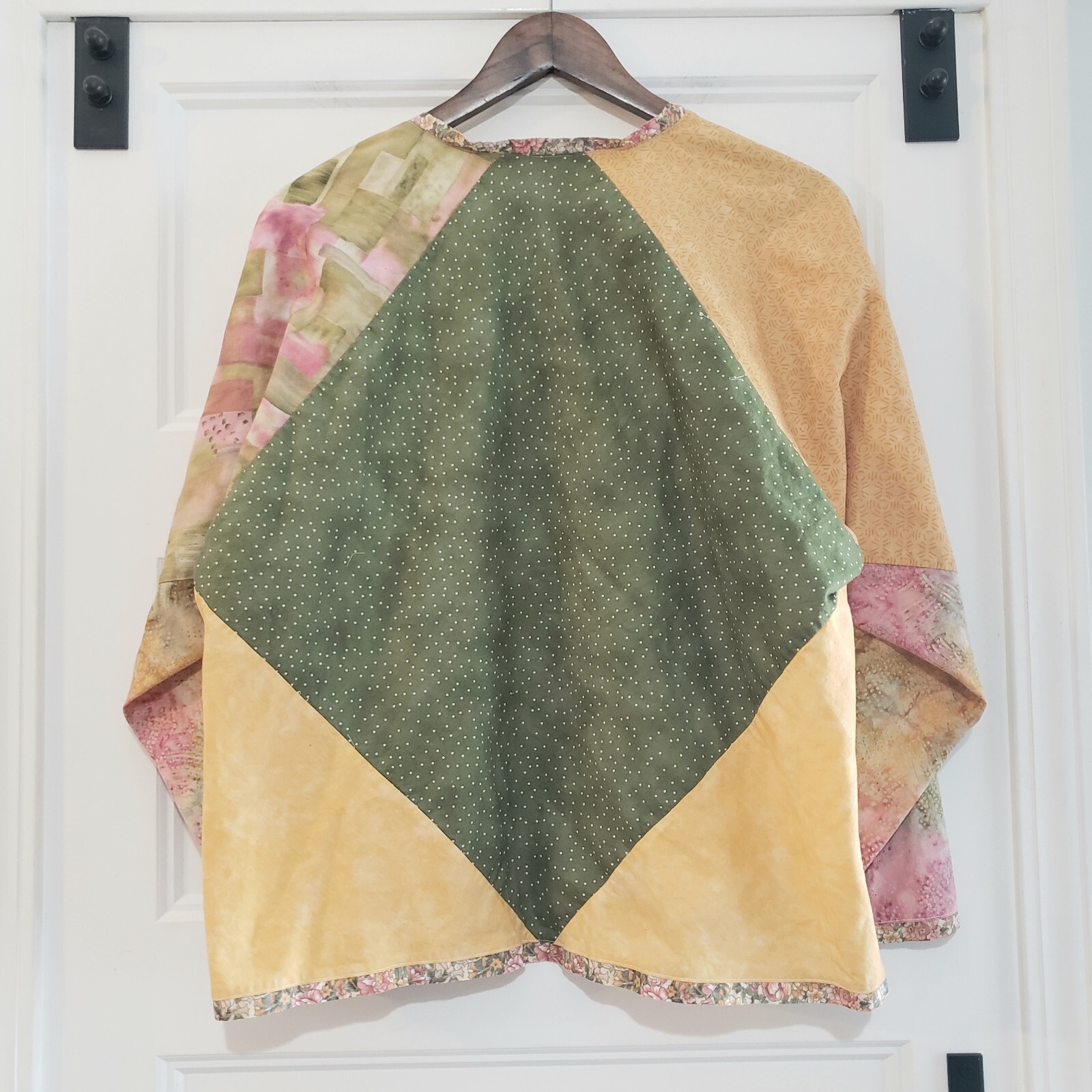 Patchwork Open Front Top Mixed Print Jacket Light… - image 3