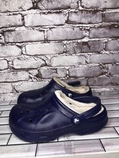 Crocs Unisex Classic Fuzz Lined Clogs Blue Rubber Shoes Women Sz 11M US/42EU