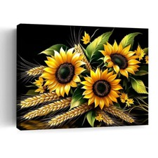 Sunflower Wheat Wall Art Canvas Prints Home Decor Picture Framed Posters