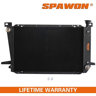 SPAWON Black Radiator For Ford Bronco F-150 F-250 F-350 1985-1997 Aluminum AT