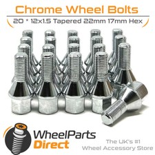 Wheel Bolts 12x1.5 Chrome for Vauxhall Astra VXR [H] 05-09 on Original Wheels