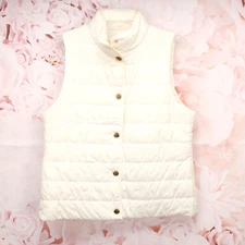 Michael Kors Women's Puffer Vest Jacket Size Small White Quilted Insulated