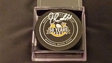 Jim Rutherford signed Pittsburgh Penguins 50th Ann Official Game Puck COA