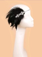 20er Jahre Party Haarband mit Feder Strasssteine sehr edel karneval fashing