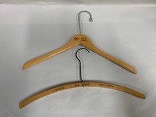 Lot "2" Vintage Rifken Marshall Field Furrier Wood Wooden Clothes Hanger A5