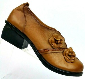 socofy vintage leather flower shoes