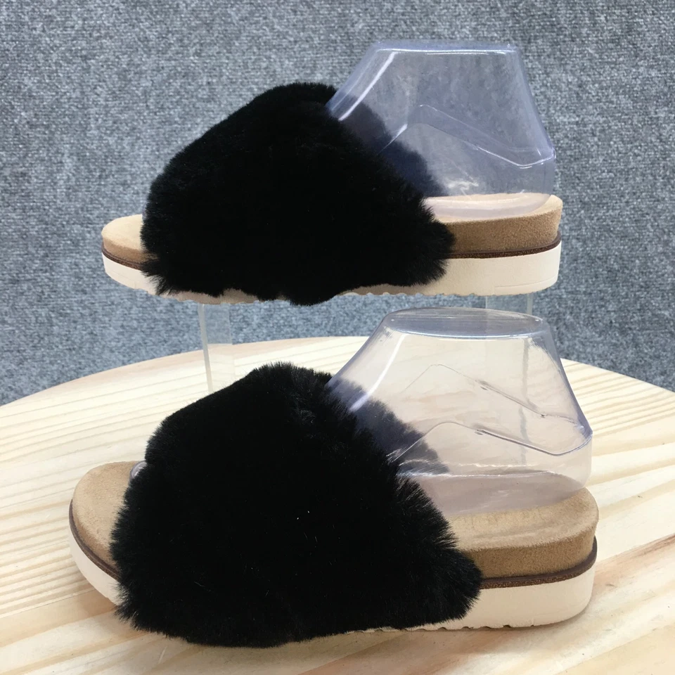 Sandalias Kensie para mujer 7 M Daine sin cordones negras piel sintética cómodas punta abierta Foto 2 de 4