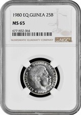 Equatorial Guinea 25 bipkwele 1980, NGC MS65,  President Teodoro Obiang Nguema 